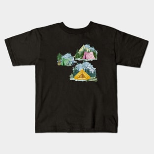 Camping Vintage Since Established Retro Collage Kids T-Shirt